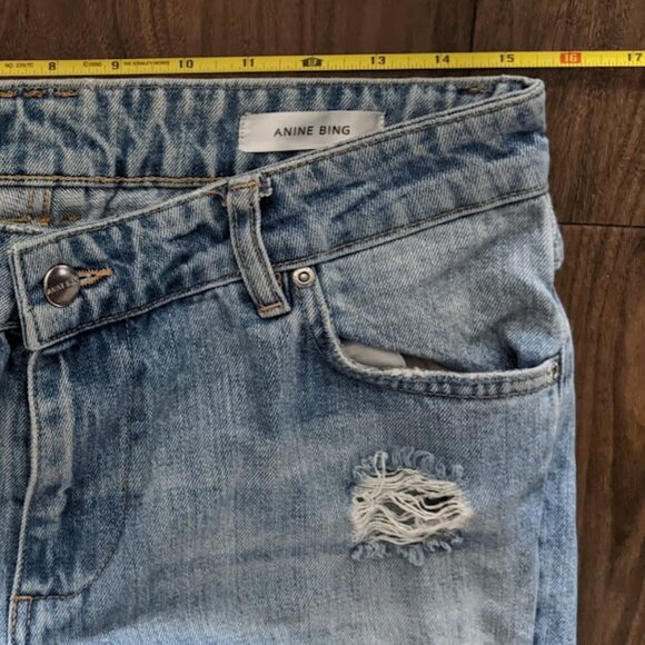Anine Bing - Distressed Destroyed Jeans | Size 26 Relaxed Fit | Light Wash Blue - Picture 12 of 15
